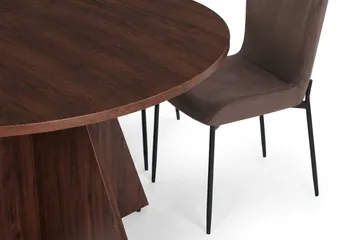 Vera Matgrupp runt 110 cm Valnöt med 4 Elsie Matstolar - Valnöt/Brun - Products - Möbler - Bord & matgrupp - Matgrupp