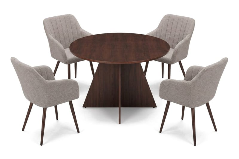Vera Matgrupp runt 110 cm Valnöt med 4 Filippa Matstolar - Valnöt - Products - Möbler - Bord & matgrupp - Matgrupp