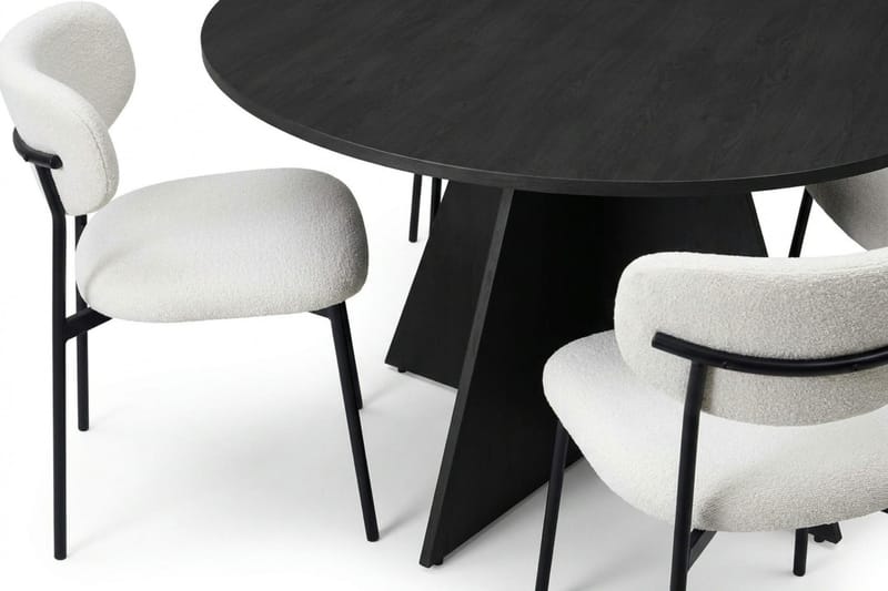 Vera Matgrupp runt 130 cm Svart med 6 Lucy Matstolar - Svart - Products - Möbler - Bord & matgrupp - Matgrupp