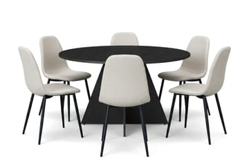 Beige/Metallben Svart - Rökt ek