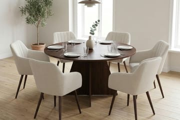 Vera Matgrupp runt 130 cm Valnöt med 6 Filippa Matstolar - Valnöt - Products - Möbler - Bord & matgrupp - Matgrupp