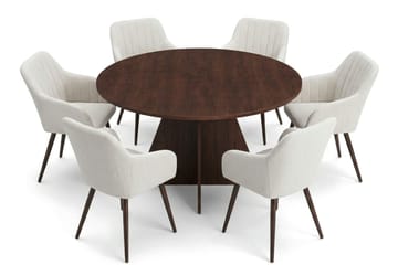 Vera Matgrupp runt 130 cm Valnöt med 6 Filippa Matstolar - Valnöt - Products - Möbler - Bord & matgrupp - Matgrupp