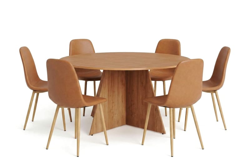 Vera Matgrupp runt 150 cm Ek med 6 Nibe Matstolar - Ek - Products - Möbler - Bord & matgrupp - Matgrupp