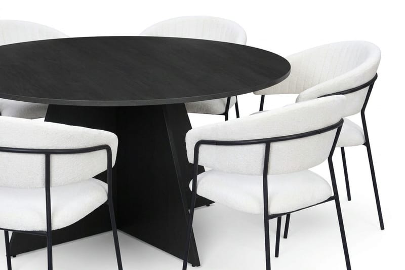 Vera Matgrupp runt 150 cm Svart med 6 Karol Matstolar - Svart - Products - Möbler - Bord & matgrupp - Matgrupp