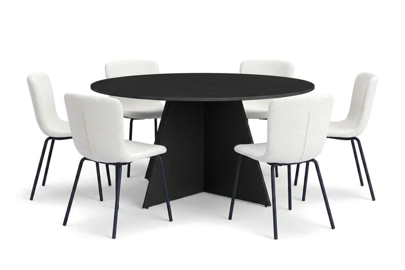 Vera Matgrupp runt 150 cm Svart med 6 Katy Matstolar - Svart - Products - Möbler - Bord & matgrupp - Matgrupp