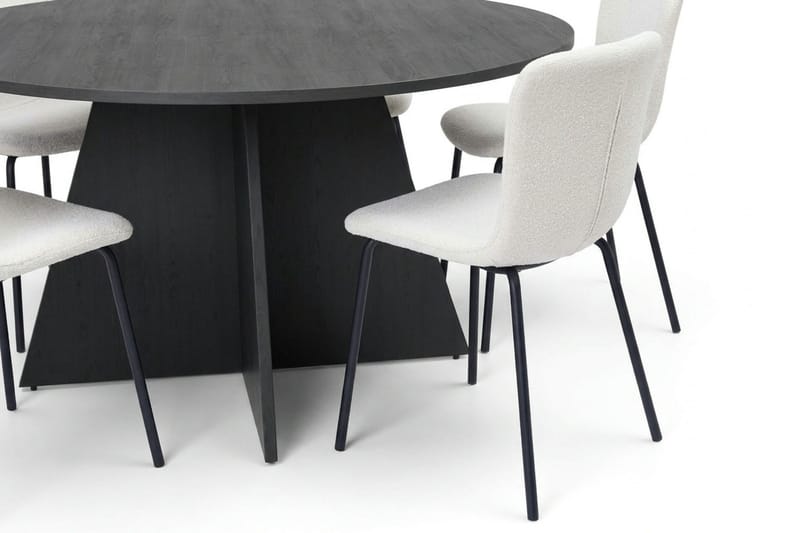 Vera Matgrupp runt 150 cm Svart med 6 Katy Matstolar - Svart - Products - Möbler - Bord & matgrupp - Matgrupp