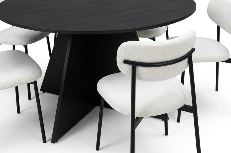 Vera Matgrupp runt 150 cm Svart med 6 Lucy Matstolar - Svart - Products - Möbler - Bord & matgrupp - Matgrupp