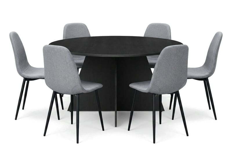 Vera Matgrupp runt 150 cm Svart med 6 Nibe Matstolar - Svart - Products - Möbler - Bord & matgrupp - Matgrupp