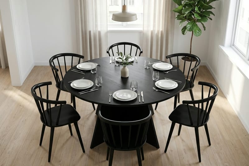 Vera Matgrupp runt 150 cm Svart med 6 Tyrö Matstolar - Svart - Products - Möbler - Bord & matgrupp - Matgrupp