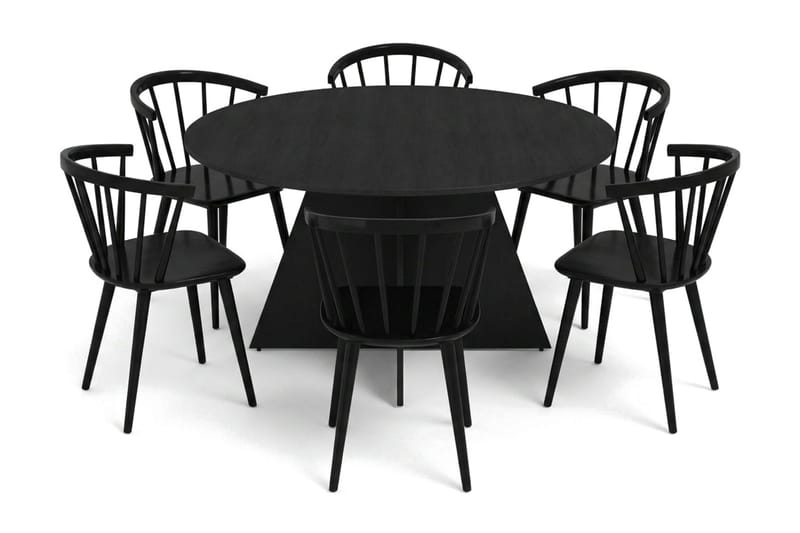 Vera Matgrupp runt 150 cm Svart med 6 Tyrö Matstolar - Svart - Products - Möbler - Bord & matgrupp - Matgrupp