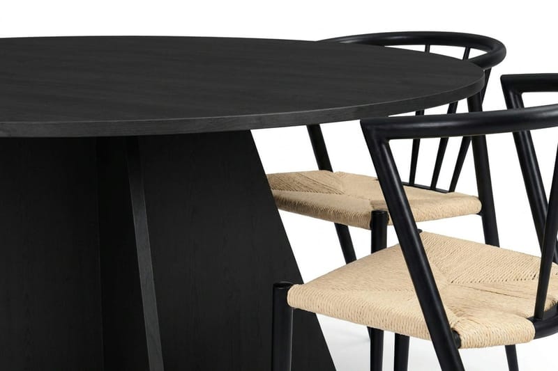 Vera Matgrupp runt 150 cm Svart med 6 Winston Matstolar - Svart - Products - Möbler - Bord & matgrupp - Matgrupp