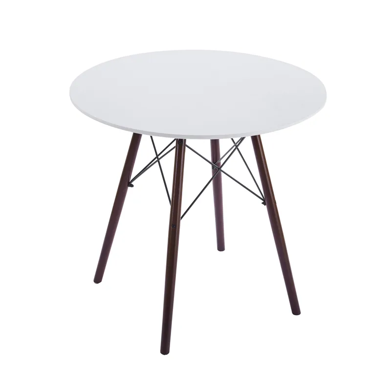 Vilgot runt matbord med bruna ben - Ø80 cm - Vit/Brun - Products - Möbler - Bord & matgrupp - Matbord & köksbord