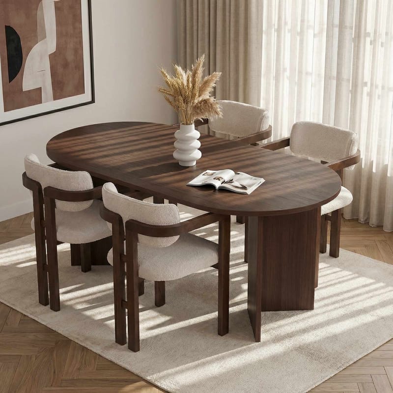 Vintar Matbord- och stolset 180x75x90 cm 5 delar - Milano Walnut, Dark Walnut, vit - Products - Möbler - Bord & matgrupp - Matgrupp