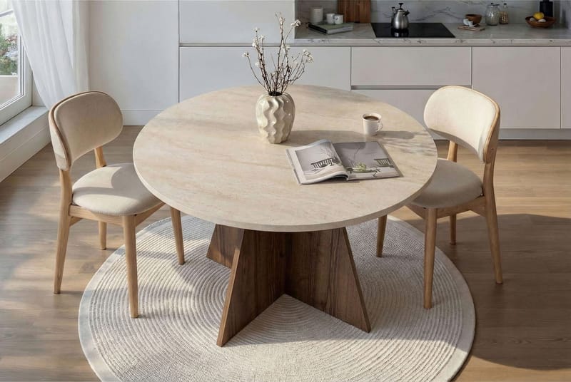 Zalen Matbord 120x75x120 cm - Travertine Walnut - Products - Möbler - Bord & matgrupp - Matbord & köksbord
