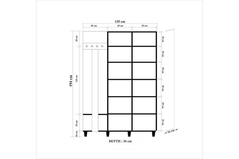 Brokind Klädförvaring 135 cm - Ek/Brun - Products - Möbler - Hallmöbler - Möbelset för hall & entre