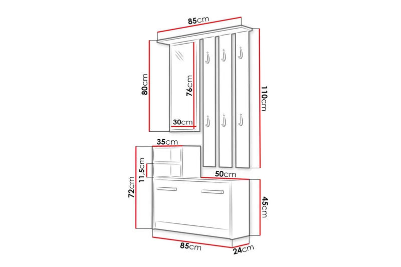Nesebar Hallmöbel 85 cm - Trä - Products - Möbler - Hallmöbler - Möbelset för hall & entre