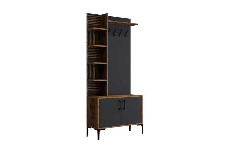 Schmida Hallmöbelset 90 cm - Mörkbrun/Antracit - Products - Möbler - Hallmöbler - Möbelset för hall & entre