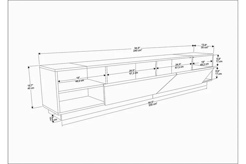 Andifli Tv-bänk 240x47,4 cm - Antracit - Products - Möbler - TV- & Mediamöbler - TV bänk & mediabänk