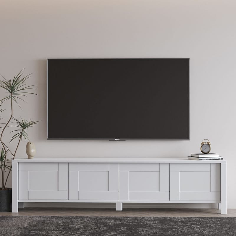 Belor TV-bänk 160x45x35 cm - Vit - Products - Möbler - TV- & Mediamöbler - TV bänk & mediabänk