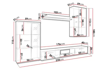 Bunta Tv-möbelset 235x40 cm - Vit - Products - Möbler - TV- & Mediamöbler - TV-möbelset