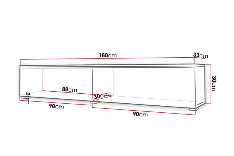 Cuguen Tv-skåp 180 cm - Vit/Grå - Products - Möbler - TV- & Mediamöbler - TV bänk & mediabänk