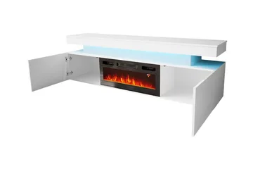 Glenndale Tv bänk med Förvaring + LED kamin + Belysning 190 cm - Vit - Products - Möbler - TV- & Mediamöbler - TV bänk & mediabänk