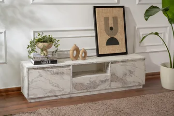 Gulliver Tv-bänk 160x30 cm - Ljus Beige/Marmor - Products - Möbler - TV- & Mediamöbler - TV bänk & mediabänk