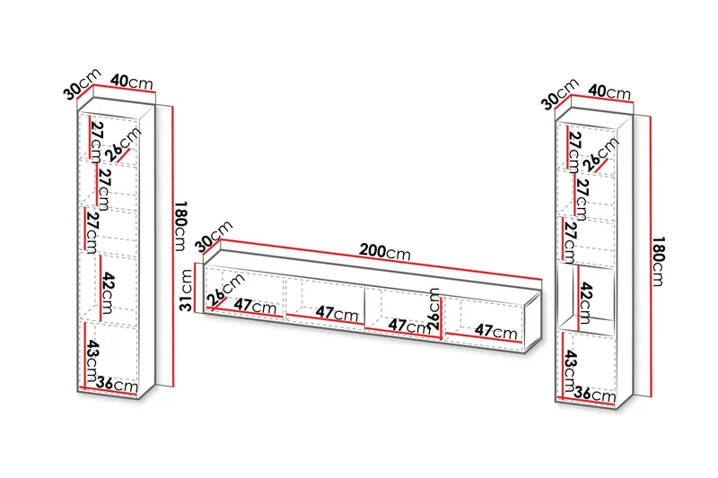 Kangana Tv-möbelset - Svart/Brun - Products - Möbler - TV- & Mediamöbler - TV-möbelset