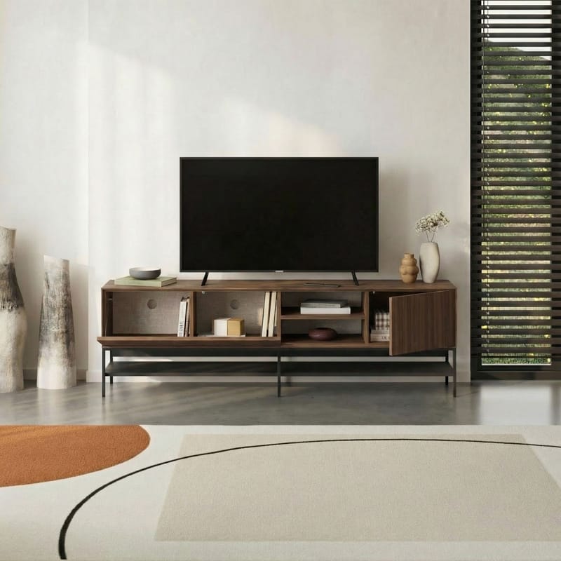 Kenvor Tv-bänk 180 cm - Milano Walnut, Wood Black, Black - Products - Möbler - TV- & Mediamöbler - TV bänk & mediabänk