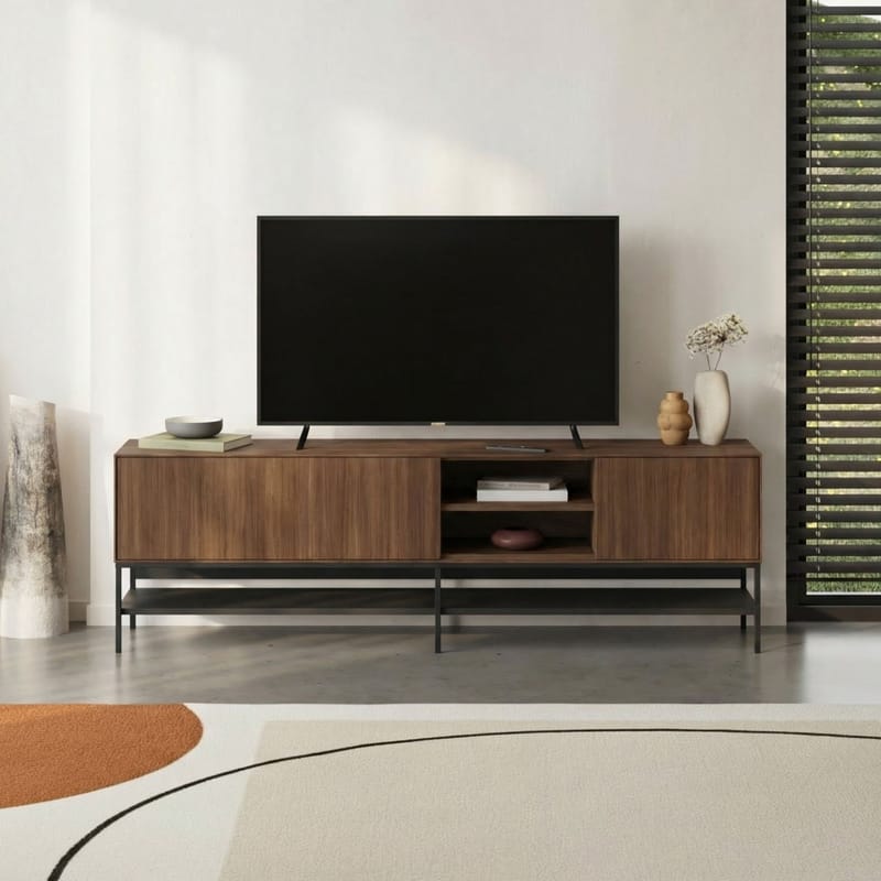 Kenvor Tv-bänk 180 cm - Milano Walnut, Wood Black, Black - Products - Möbler - TV- & Mediamöbler - TV bänk & mediabänk