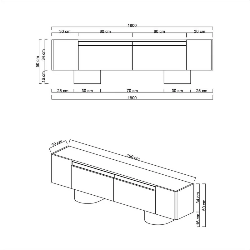 Kumail Tv-bänk 180 cm - Brun/Svart - Products - Möbler - TV- & Mediamöbler - TV bänk & mediabänk