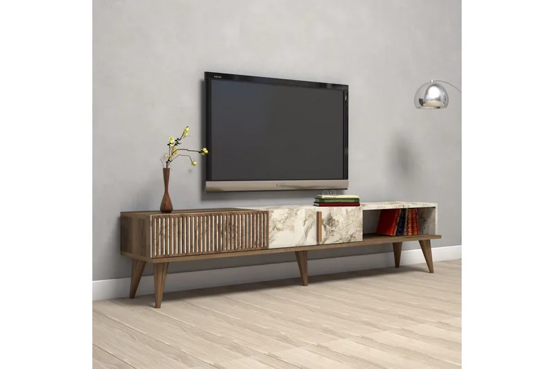 Lissione Tv-bänk 180 cm - Mörkbrun/Vit - Products - Möbler - TV- & Mediamöbler - TV bänk & mediabänk