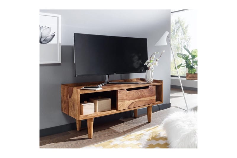 Lowboard Wohnling Massivt trä med förvaring 1 dörr trälben lantligt - Products - Möbler - TV- & Mediamöbler - TV bänk & mediabänk