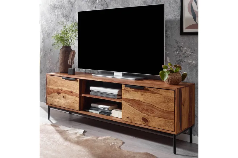 Lowboard Wohnling Massivt trä med förvaring 2 dörrar lantligt - Products - Möbler - TV- & Mediamöbler - TV bänk & mediabänk