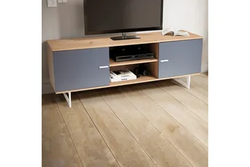 Lowboard Wohnling modernt spånskiva, 2 dörrar, förvaringsbrickor, metallben, modern stil Ek, Grå - Ek, Grå - Products - Möbler - TV- & Mediamöbler - TV-skåp