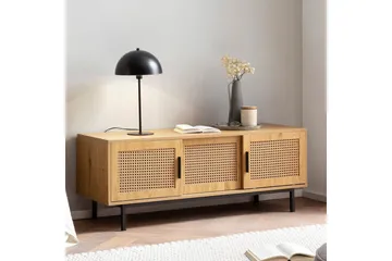 Lowboard Wohnling spånskiva folierad med 2 skjutdörrar, wienflät, modern stil Ek - Ek - Products - Möbler - TV- & Mediamöbler - TV bänk & mediabänk