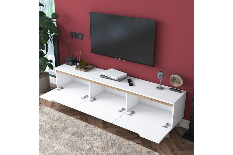 Lychester Tv-bänk 180x35 cm Vit/Brun - Hanah Home - Products - Möbler - TV- & Mediamöbler - TV bänk & mediabänk