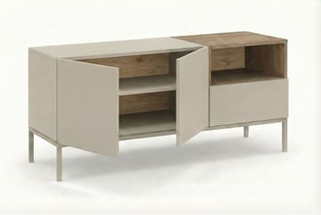 Morlen Tv-Bänk 140 cm - Santstone och naturlig ek - Products - Möbler - TV- & Mediamöbler - TV bänk & mediabänk