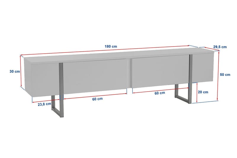 Serenity Tv-bänk 180x30 cm - Vit/Guld - Products - Möbler - TV- & Mediamöbler - TV bänk & mediabänk