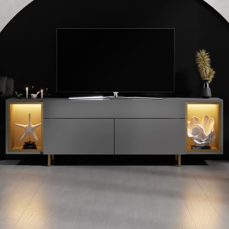 Sosan TV-bänk 180x55x32 cm - Antracit och guld - Products - Möbler - TV- & Mediamöbler - TV bänk & mediabänk