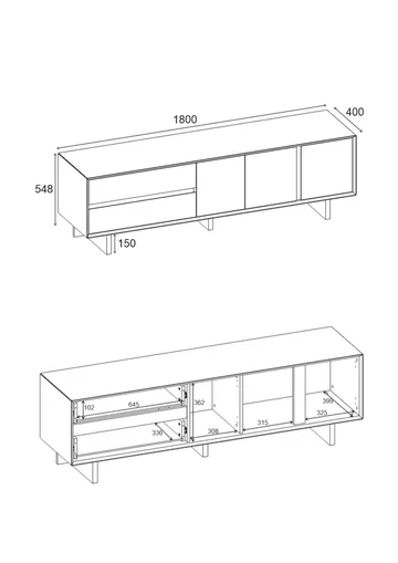 Tavon TV-bänk 180x55x45 cm - Milano-valnöt - Products - Möbler - TV- & Mediamöbler - TV bänk & mediabänk