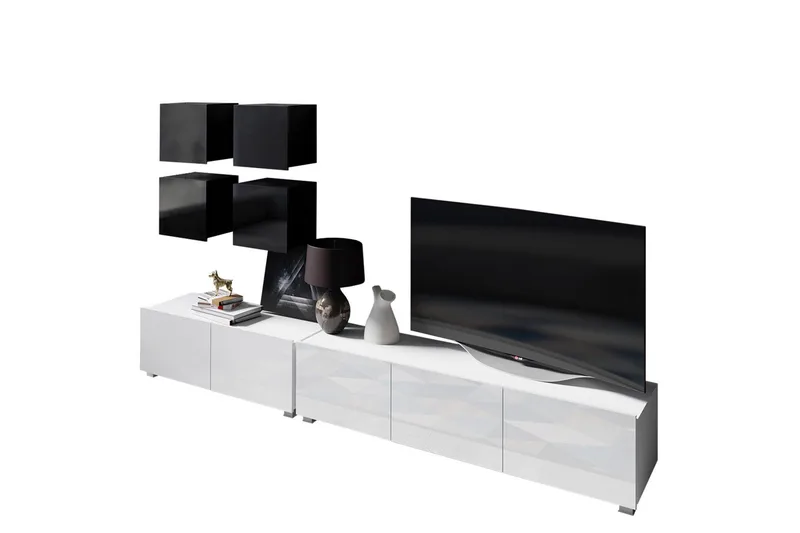 Tessan Tv-möbelset, Svart/Vit