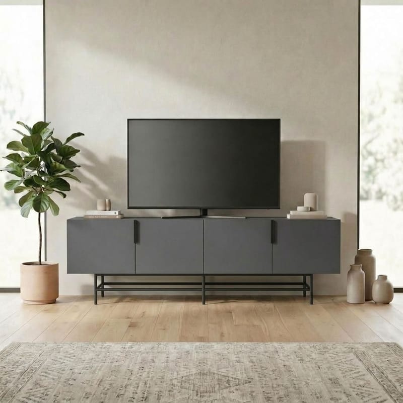 Truvia TV-bänk 200x55x35 cm - Antracit och svart - Products - Möbler - TV- & Mediamöbler - TV bänk & mediabänk