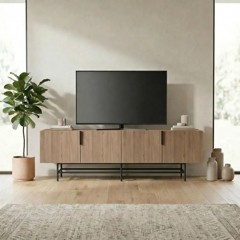 Truvia TV-bänk 200x55x35 cm - naturfärgad ek och svart - Products - Möbler - TV- & Mediamöbler - TV bänk & mediabänk