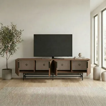 Truvia TV-bänk 200x55x35 cm - Valnöt och svart - Products - Möbler - TV- & Mediamöbler - TV bänk & mediabänk
