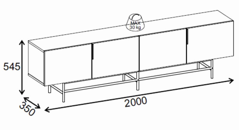 Truvia TV-bänk 200x55x35 cm - Valnöt och svart - Products - Möbler - TV- & Mediamöbler - TV bänk & mediabänk