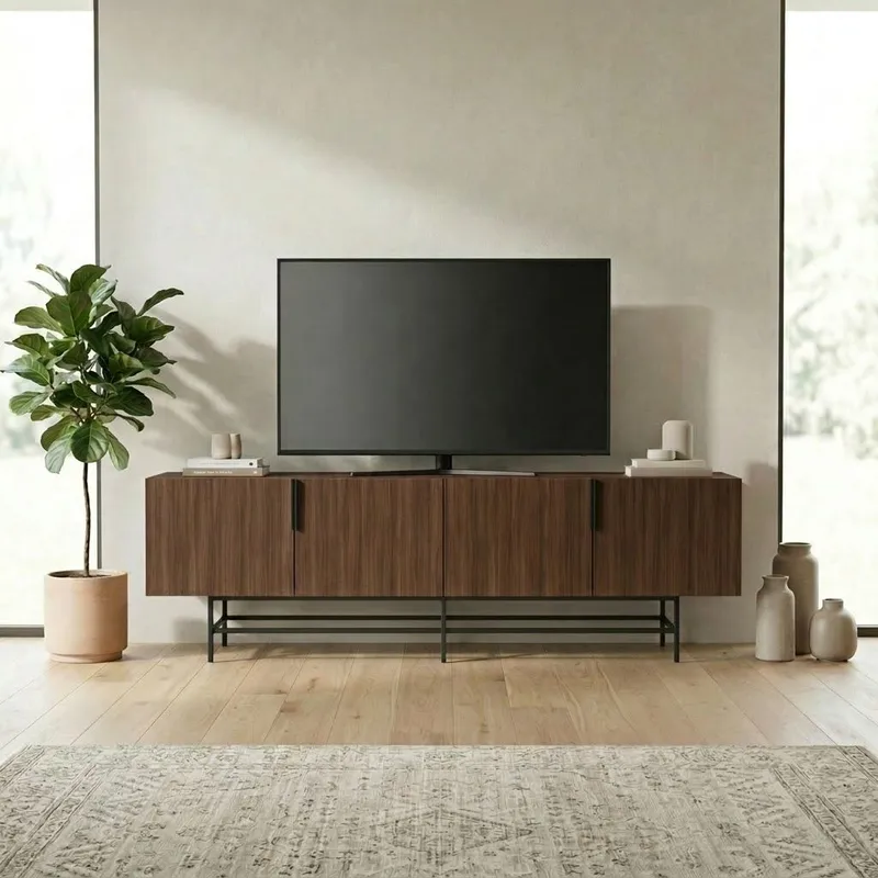 Truvia TV-bänk 200x55x35 cm - Valnöt och svart - Products - Möbler - TV- & Mediamöbler - TV bänk & mediabänk