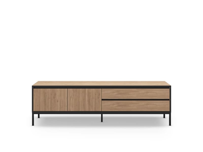 Velar TV-bänk 180x55x40 cm - naturfärgad ek, trä svart, svart - Products - Möbler - TV- & Mediamöbler - TV bänk & mediabänk