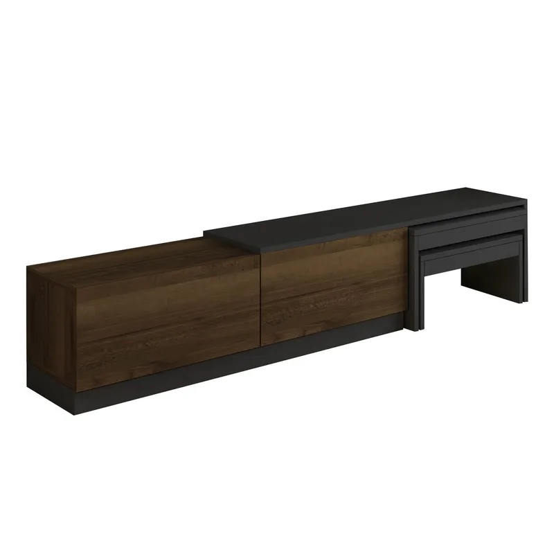 Zalven TV-bänk 180x36x30 cm - antracit och antik valnöt - Products - Möbler - TV- & Mediamöbler - TV bänk & mediabänk