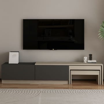 Zalven TV-bänk 180x36x30 cm - travertin och antracit - Products - Möbler - TV- & Mediamöbler - TV bänk & mediabänk